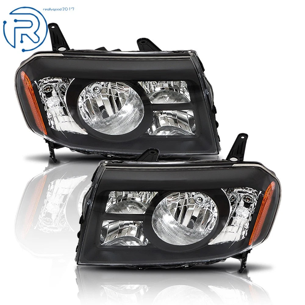 Set of 2 Halogen Black Housing Headlights for Honda Pilot (2009–2011)