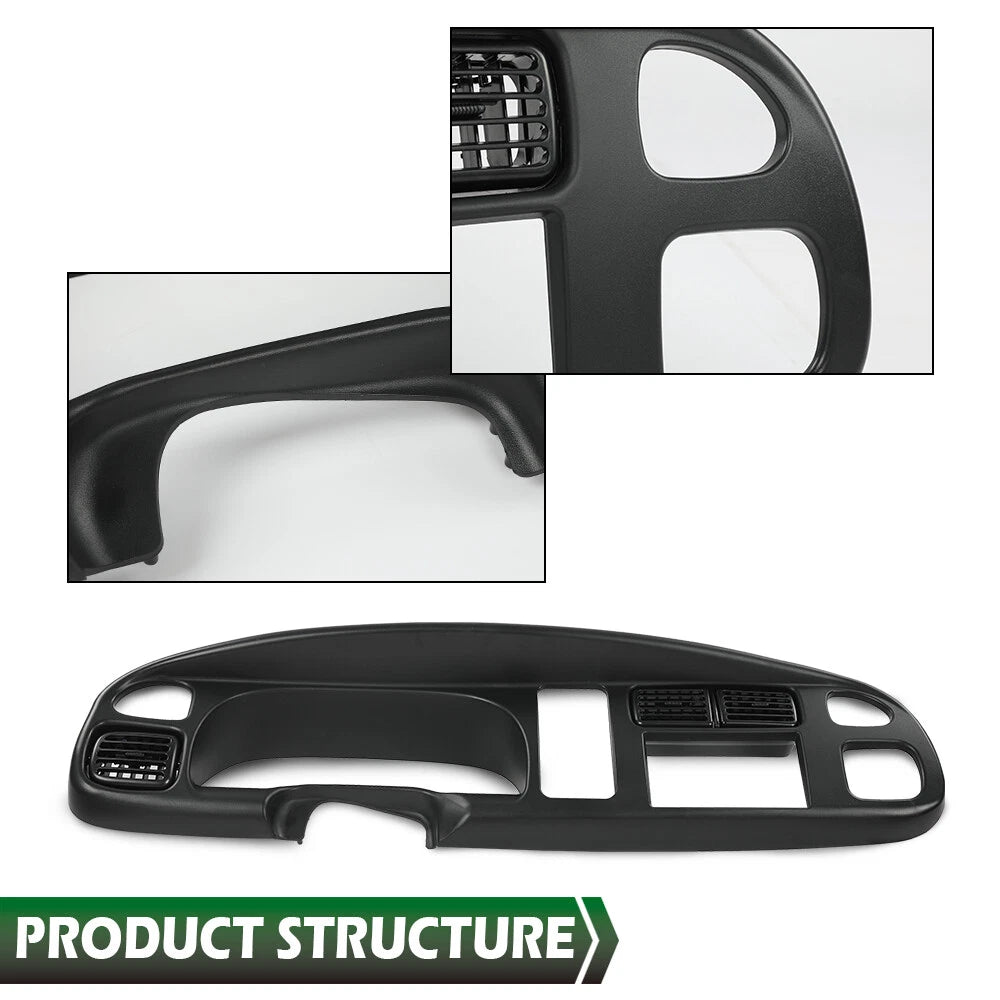Double Din Dashboard Bezel with Vents for Dodge Ram 1500 2500 3500 (1998–2002)
