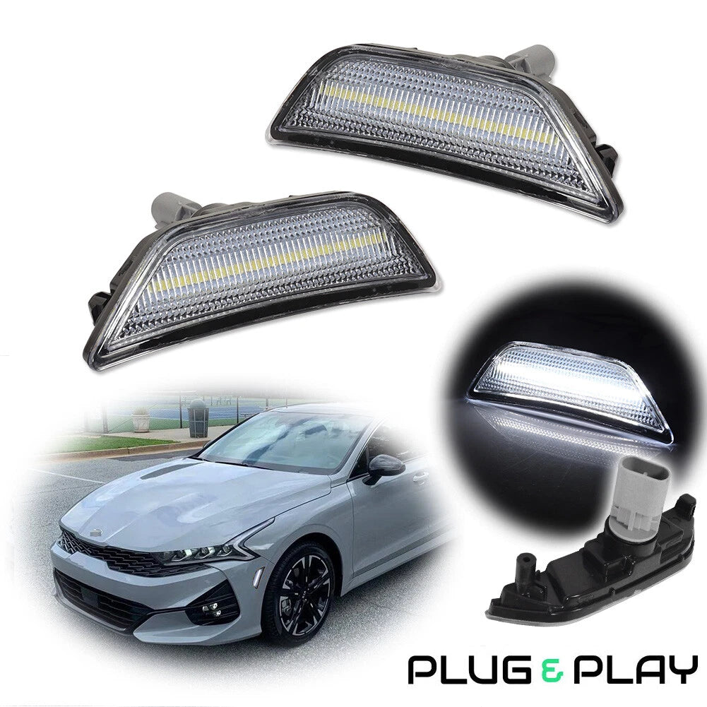 LED Side Marker Lights for Kia K5 Sedan (2021–2024) Clear White Assembly