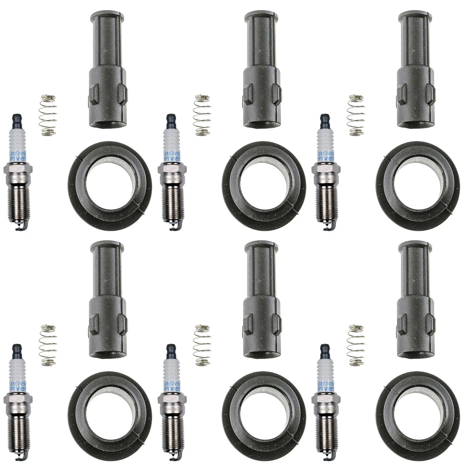 Set of 6 Denso Platinum TT Spark Plugs & Coil Boots for CTS LaCrosse SRX STS (V6)