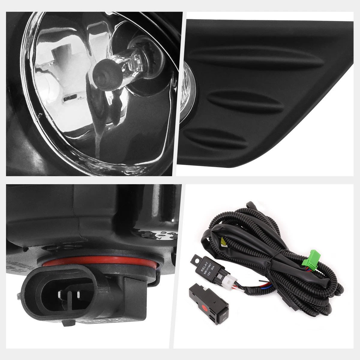Clear Lens Fog Lights with Switch & Black Bezel for Nissan Altima (2016–2018)