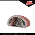 Set of 12 Sanding Belts 4" × 24" 60-400 Grit for Woodworking