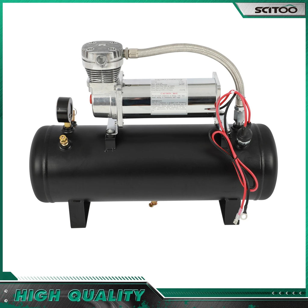 Train Horn Onboard System Kit with 12V Compressor & 2.5 Gal Air Tank
