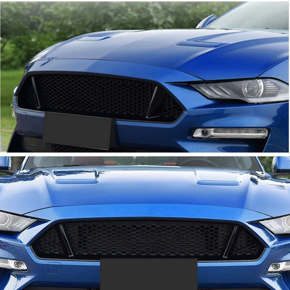 Front Upper Grille Mesh for Ford Mustang (2018–2021) Black Honeycomb ABS