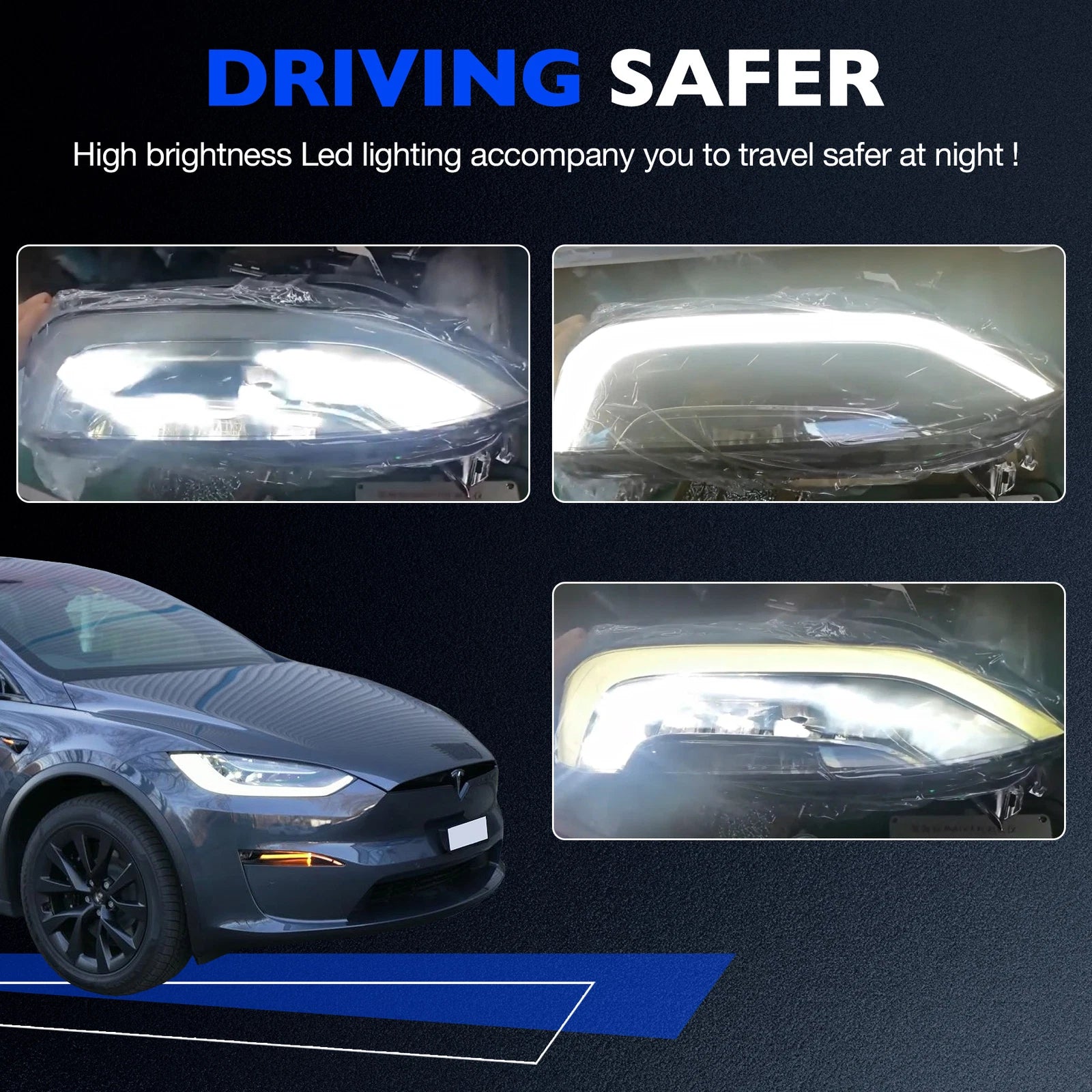 LED Headlight Assembly for Tesla Model X Plaid (2022-2024)