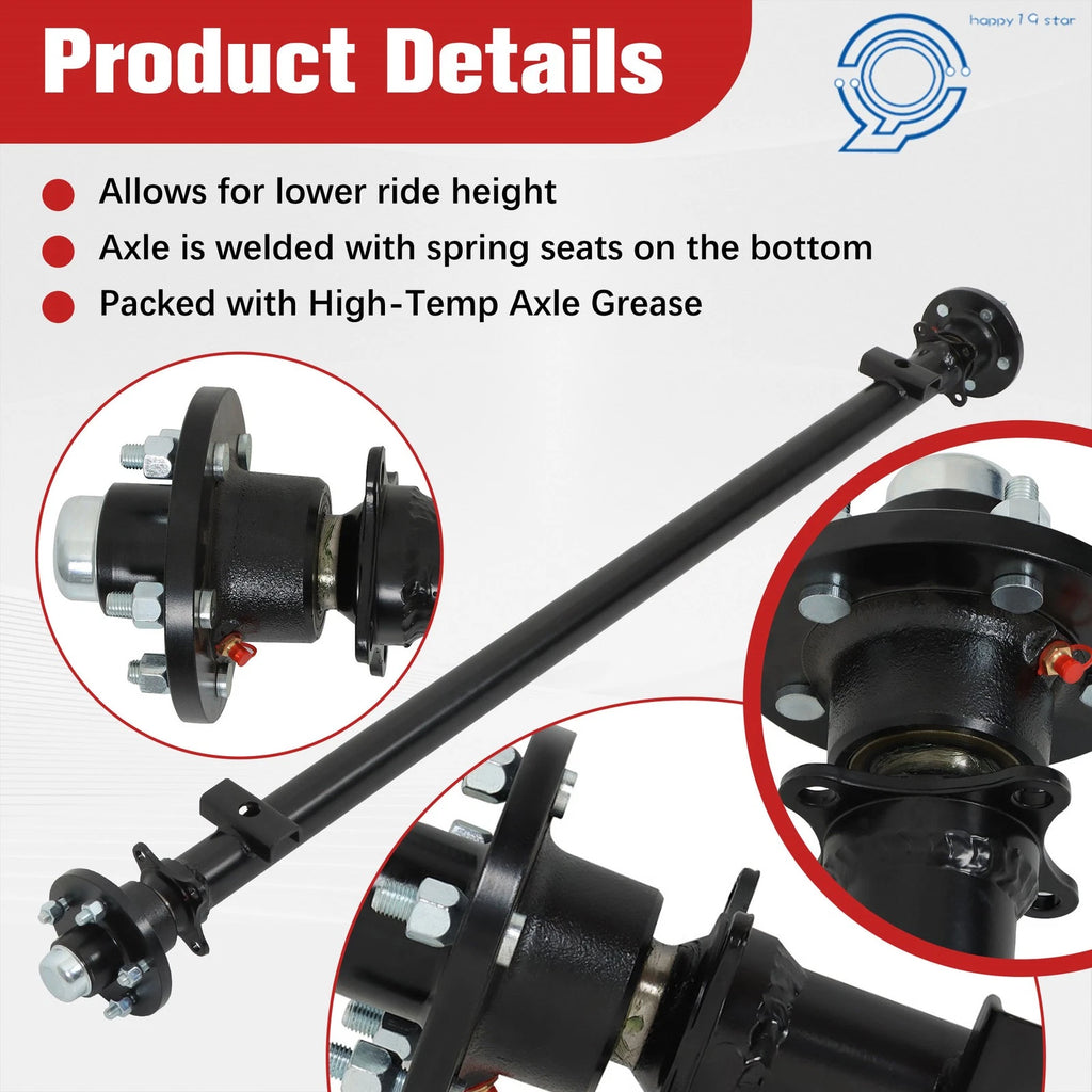 Trailer Axle for 3500 lbs (5 Lug, 4.5" Hub Face, 48" Wide Frame)