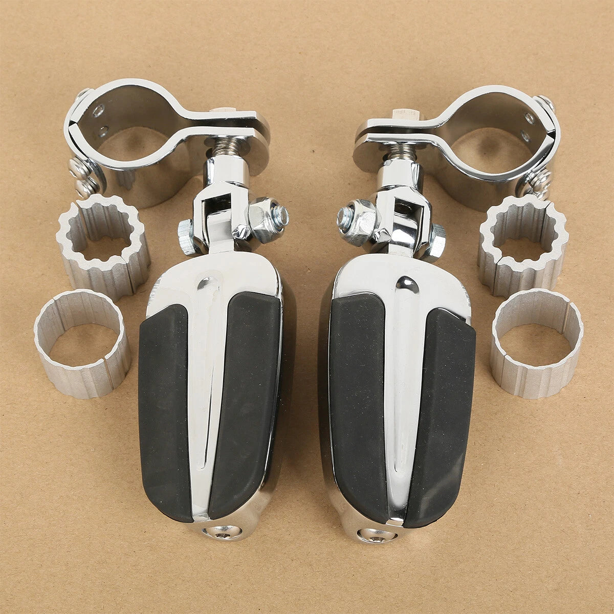 Chrome Highway Bar Footpegs Clamps for Harley Touring (Fits 22mm, 25mm, 32mm, 35mm)