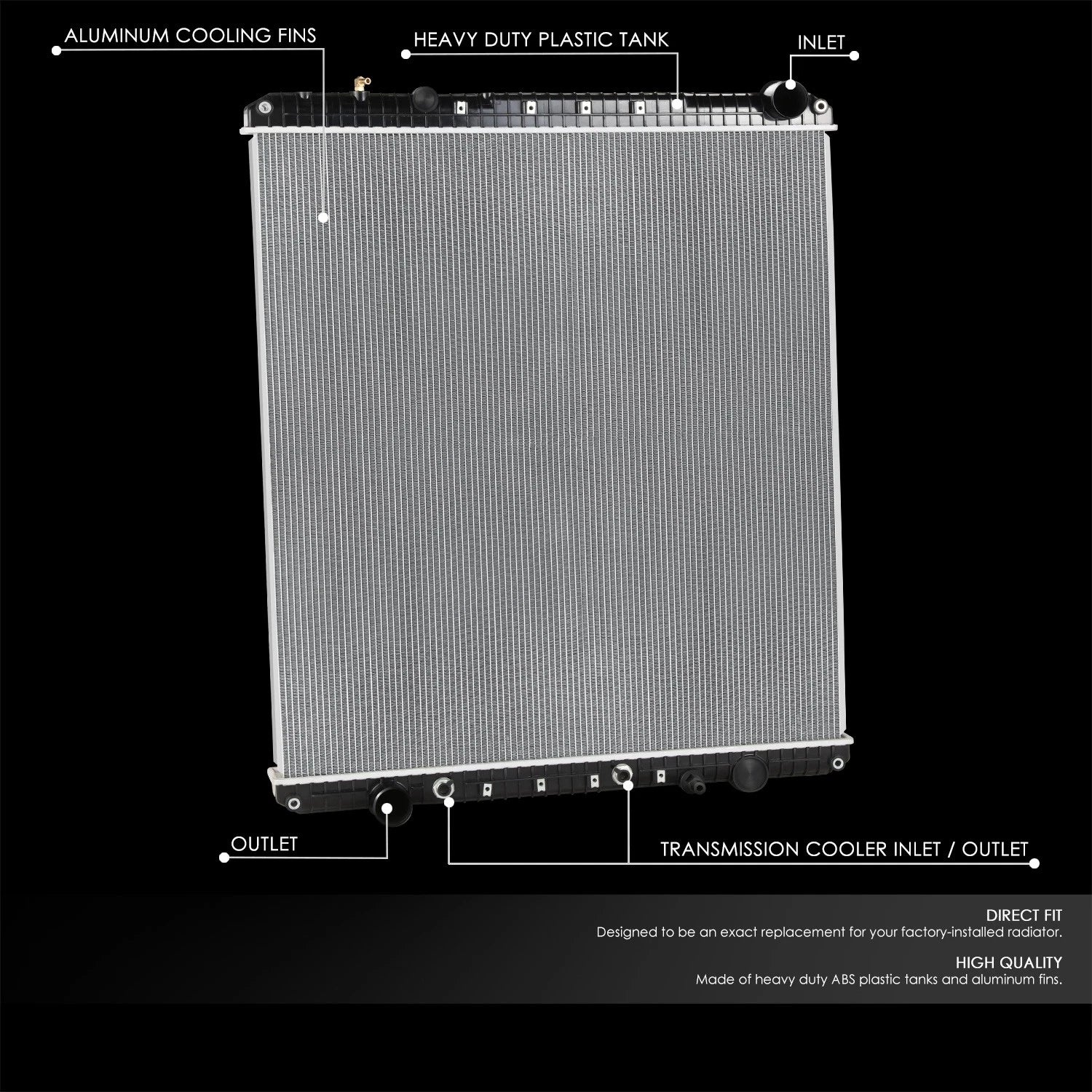 2-Row Aluminum Core Cooling Radiator for Cascadia/Century Class/Columbia (2008–2012)