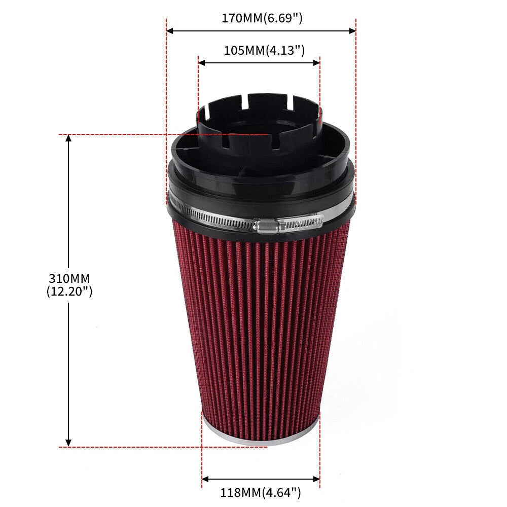 4" Red High Flow Inlet Cone Cold Air Intake Filter for Various Models