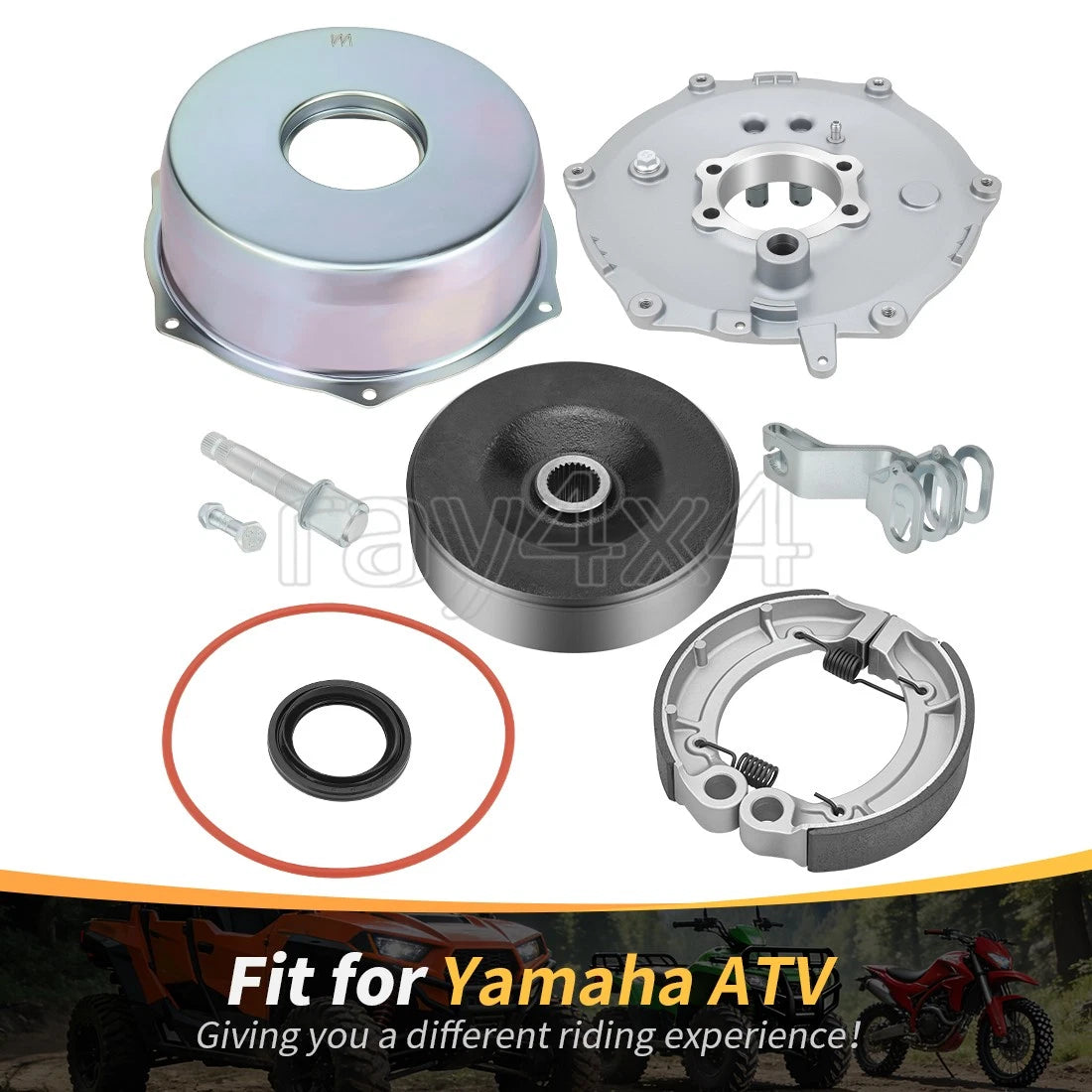 Rear Brake Drum Hub Plate Cover & Shoes Seal Kit for Yamaha Kodiak Big Bear (400)