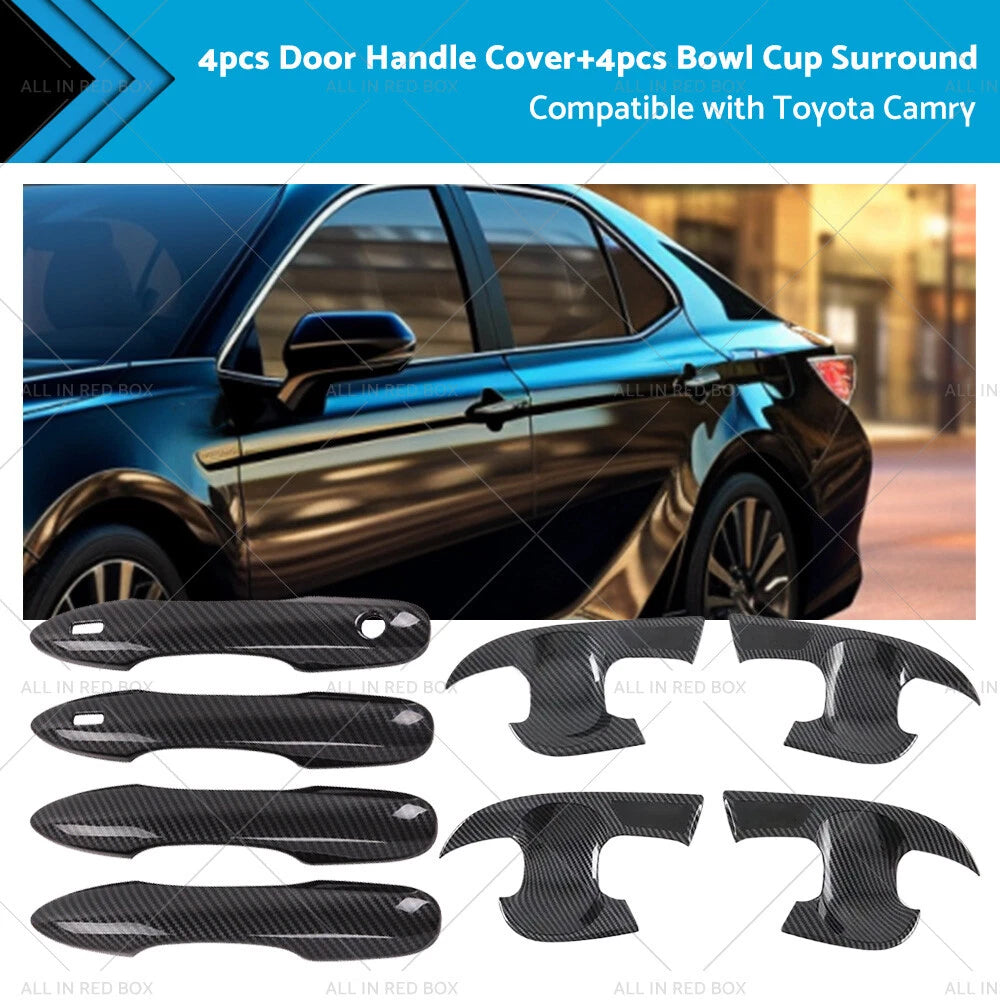 Carbon Fiber Door Handle Cover & Bowl Cup Surround Kit for Toyota Camry