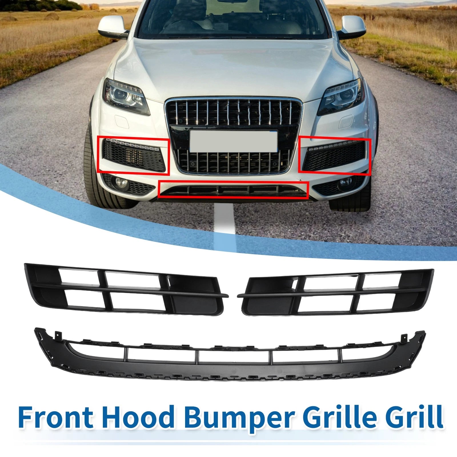 Set of 1 Front Lower Bumper Grille for Audi Q7 (2010–2015) No.4L0807681 Black