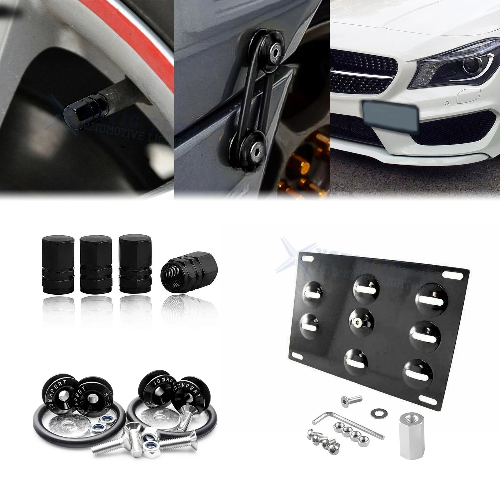 Tow Hook License Plate, Air Valve Cap & Release Fastener for Mercedes C/E (2010–2019)