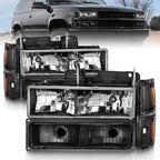Black Clear Lens Crystal Headlight Set for 1994-2000 Chevrolet C/K2500