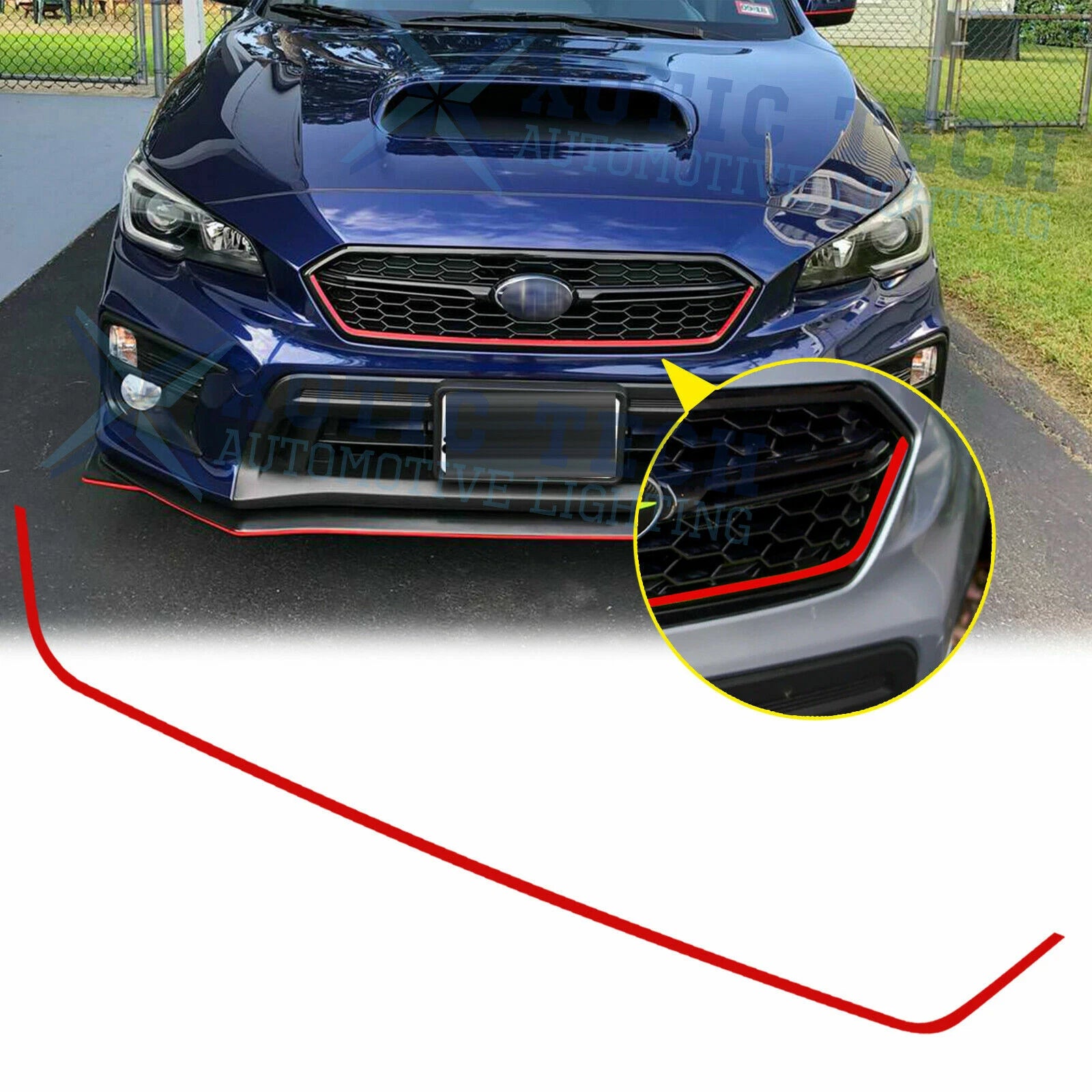 Red Front Grille Pinstripe Vinyl Decal for Subaru WRX STI (2018–2020)