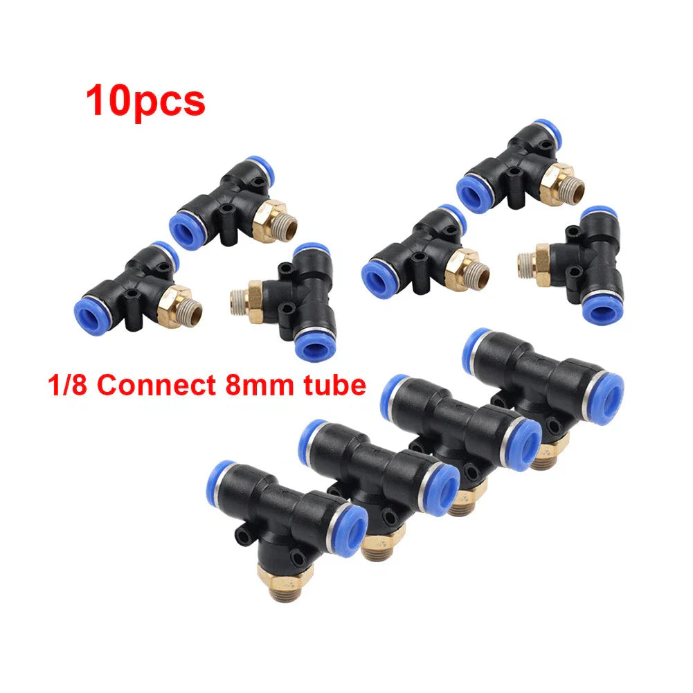 10pcs G 1/8" T Fitting Connector Tube 8mm for Tire Changer Parts
