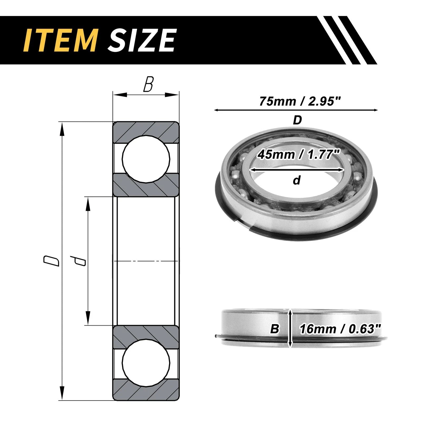 Deep Groove Ball Bearing P6 for Scooter Skateboard Wheel (6009NR)