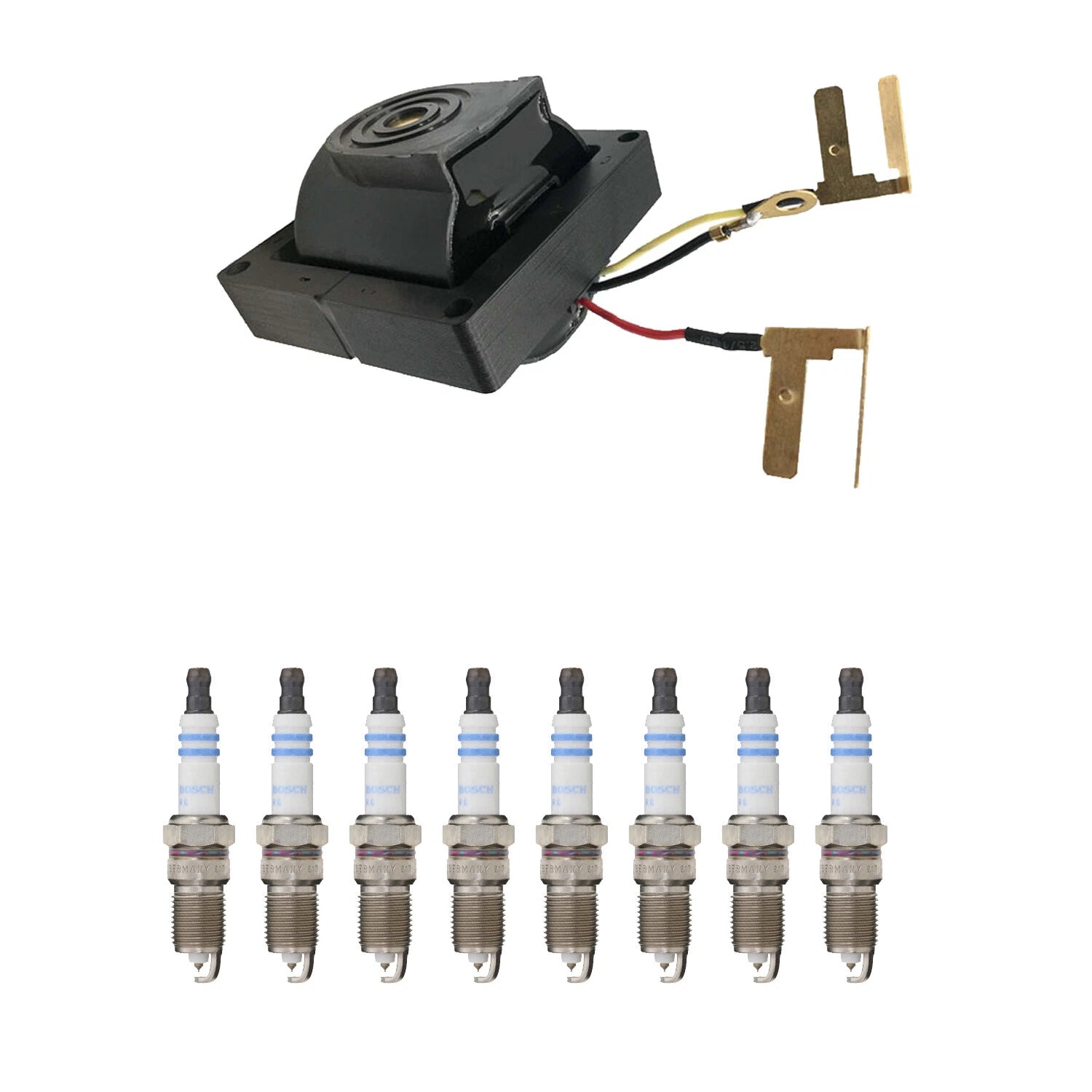 Hitachi Ignition Coil & Bosch 8 Double Iridium Spark Plugs Kit for C1500 (1990–1999)