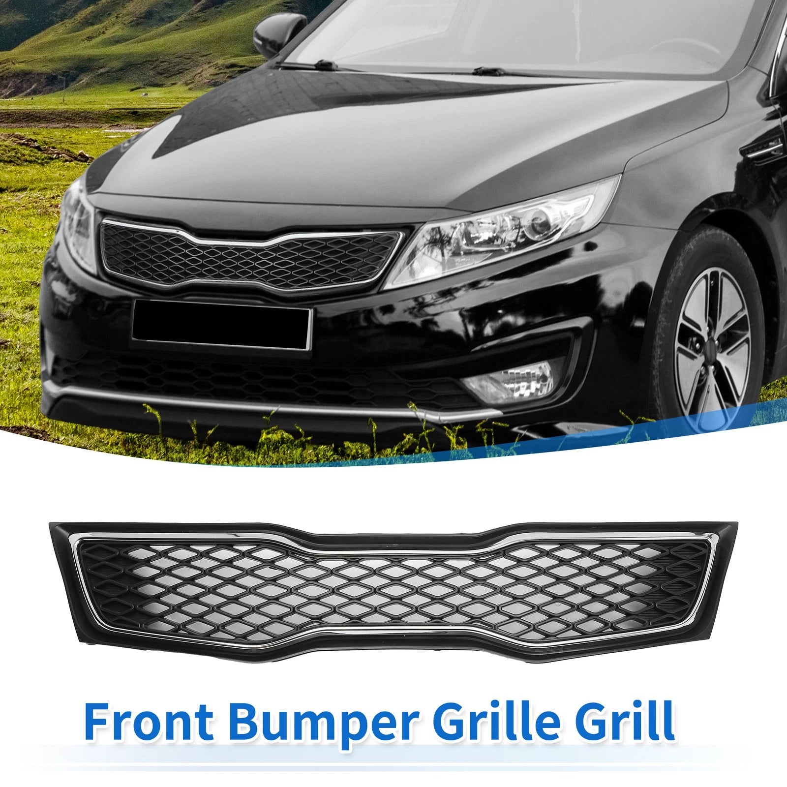 Front Upper Bumper Grille for Kia Optima (2011–2013) Black Chrome
