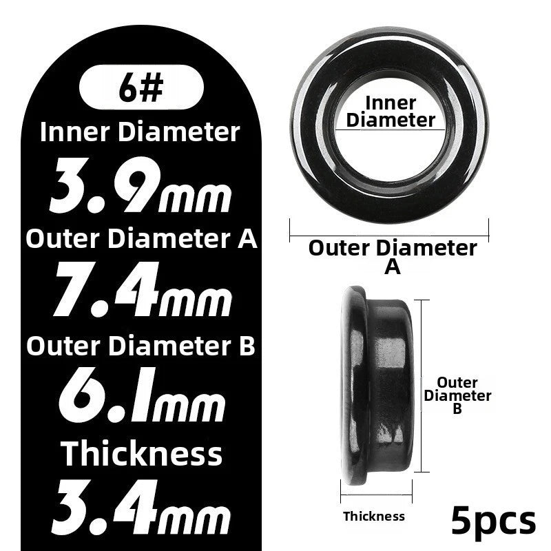 Fishing Rod Rings Set of 5 Nickel Plated Black OD 6-23.7mm
