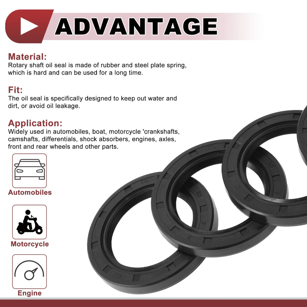 Set of 5 Rotary Shaft Oil Seals 38x55x7mm Nitrile Rubber 672668828793