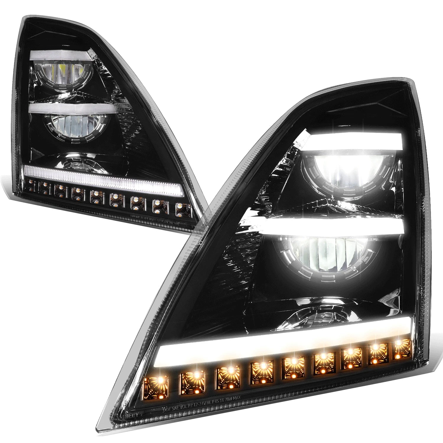 LED DRL Sequential Turn Signal Headlight Lamps for Volvo VNL VNR 300/400 (2018–2024)