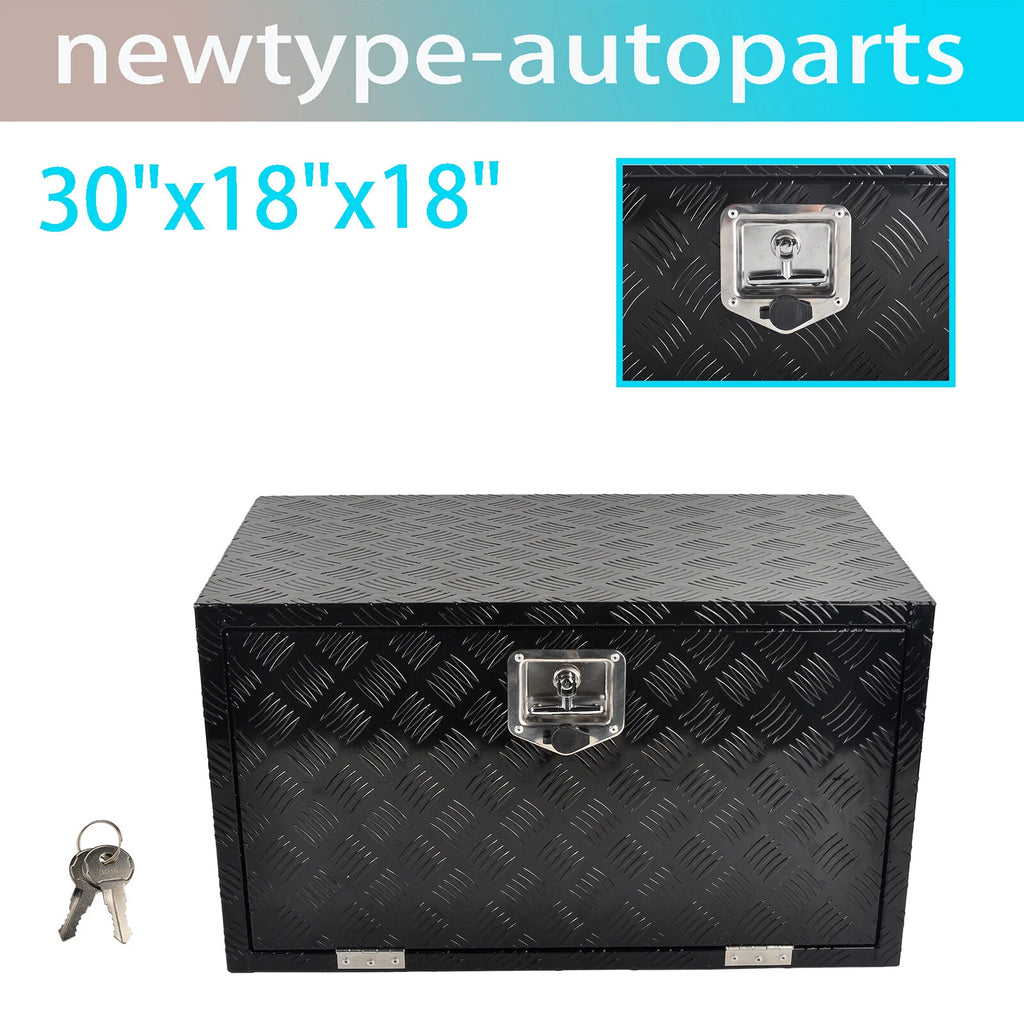 30" x 18" x 18" Black Aluminum Tool Box for Pickup Truck (Fits Most Models)