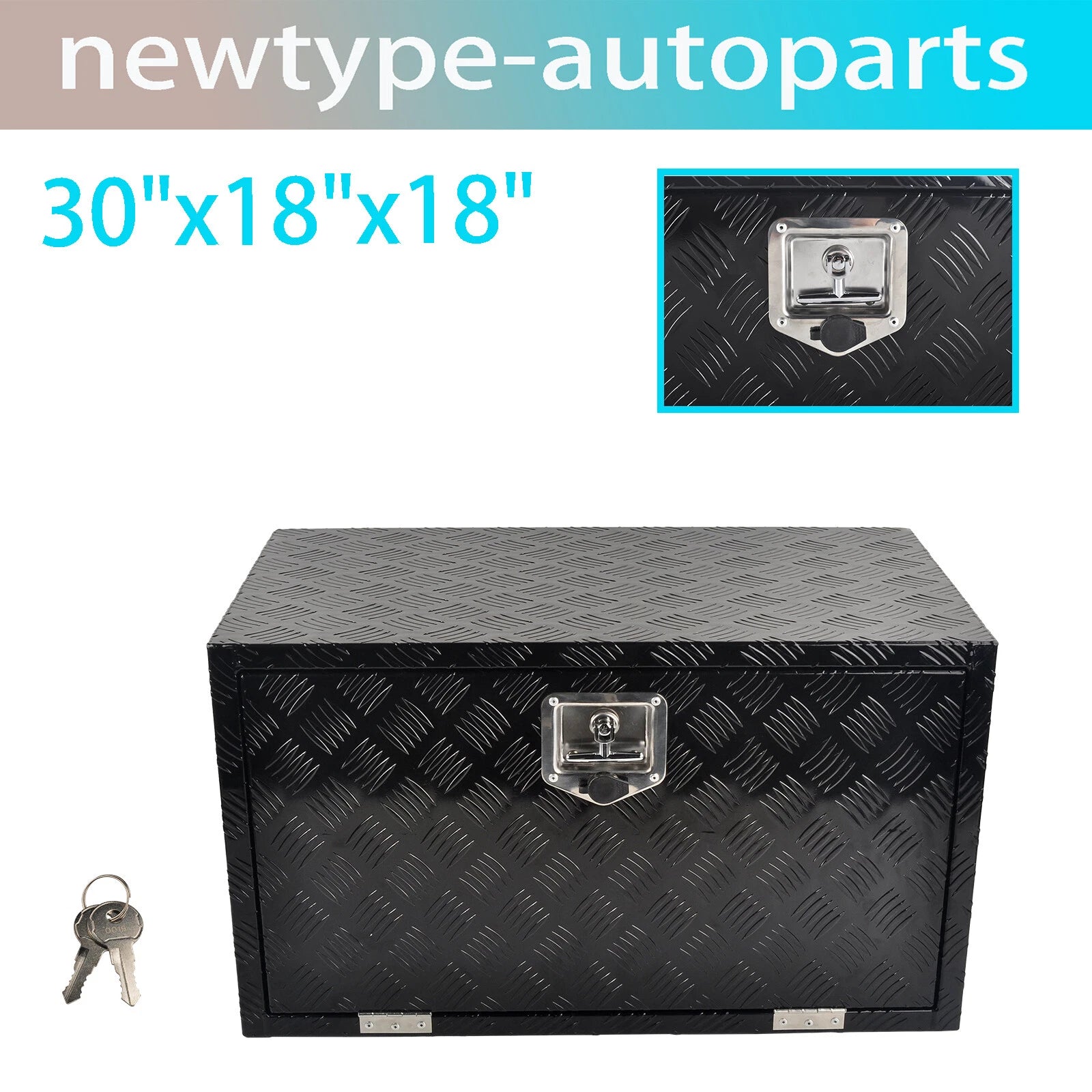 30" x 18" x 18" Black Aluminum Tool Box for Pickup Truck (Fits Most Models)