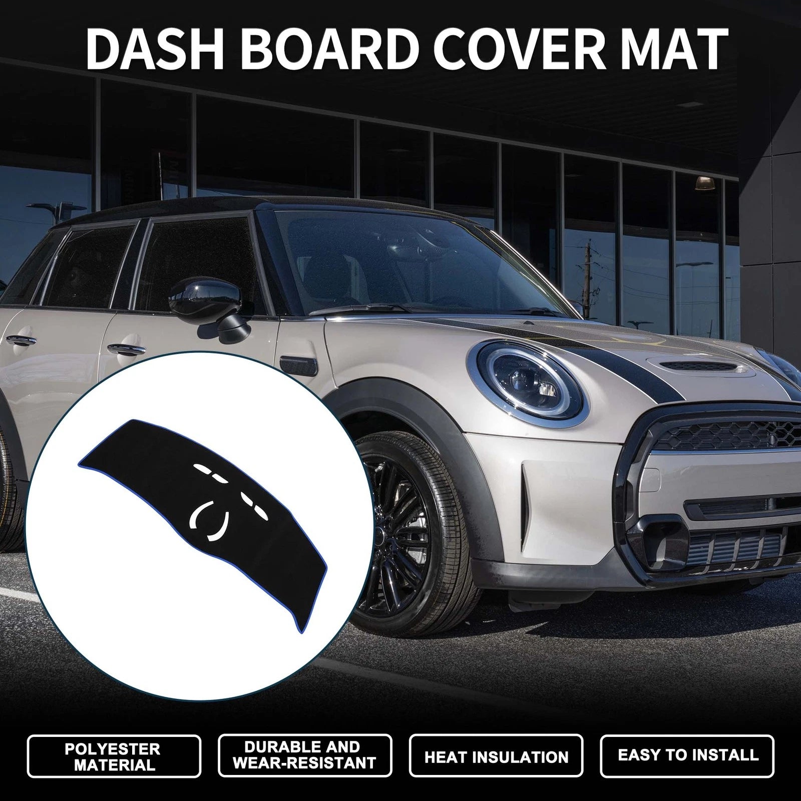 Dashboard Cover Mat for BMW Mini Cooper F55/F56 (2014–2024) Black Blue