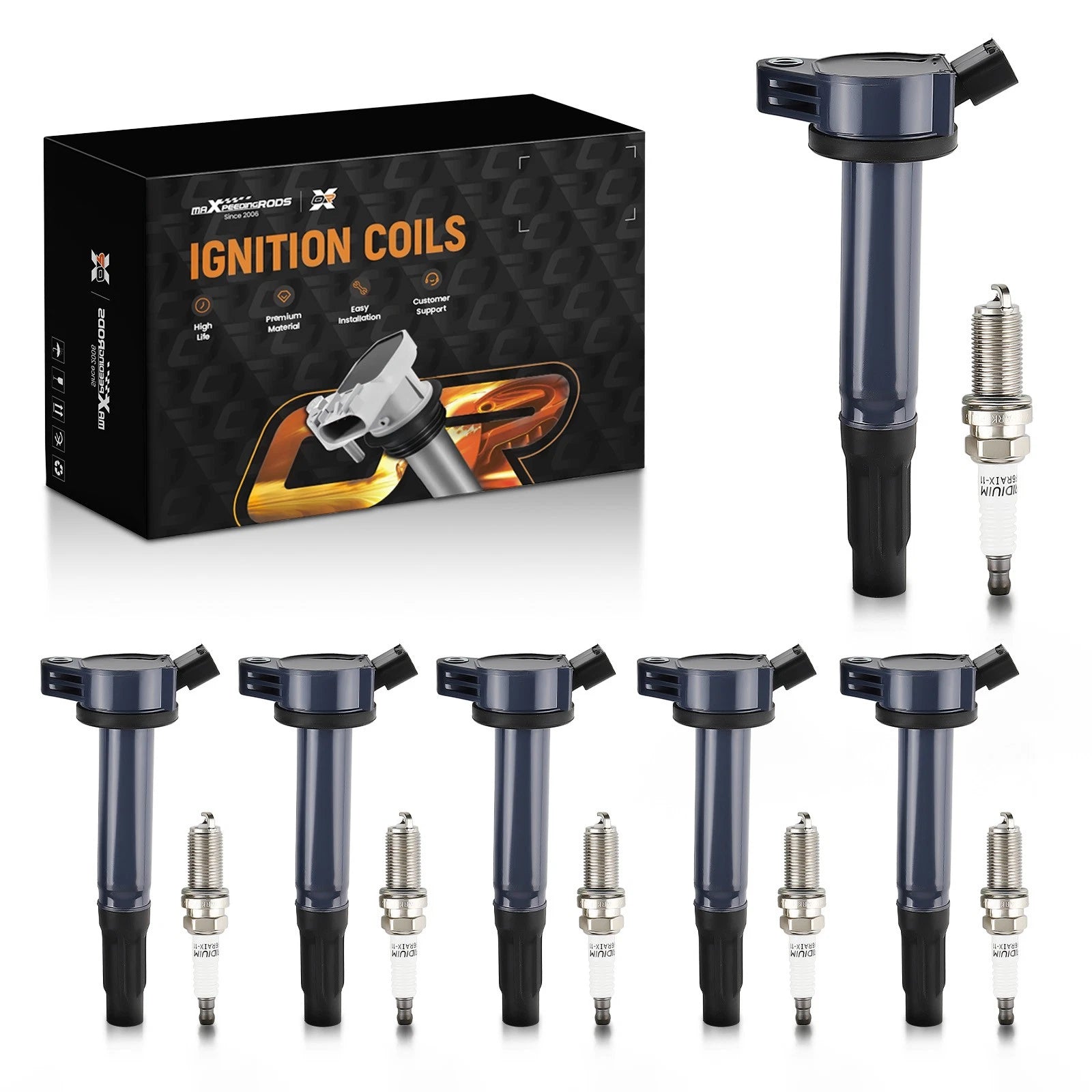 Set of 6 Ignition Coil Pack & Iridium Spark Plug for Toyota Avalon Lexus ES350 (2005–2019)
