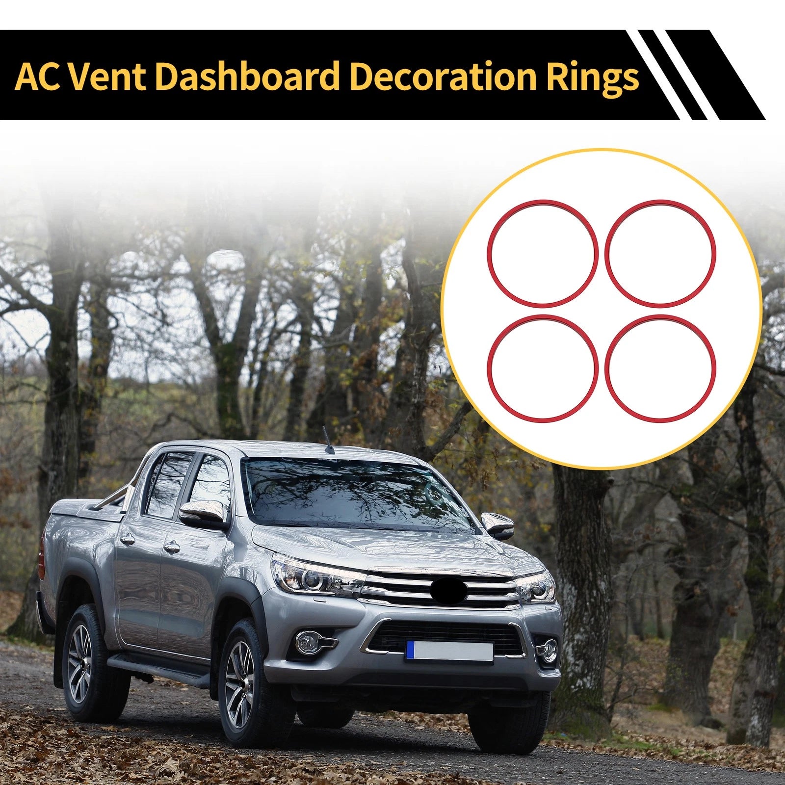 Set of 4 AC Vent Dashboard Decoration Rings for Toyota Tacoma (2016–2023) Red