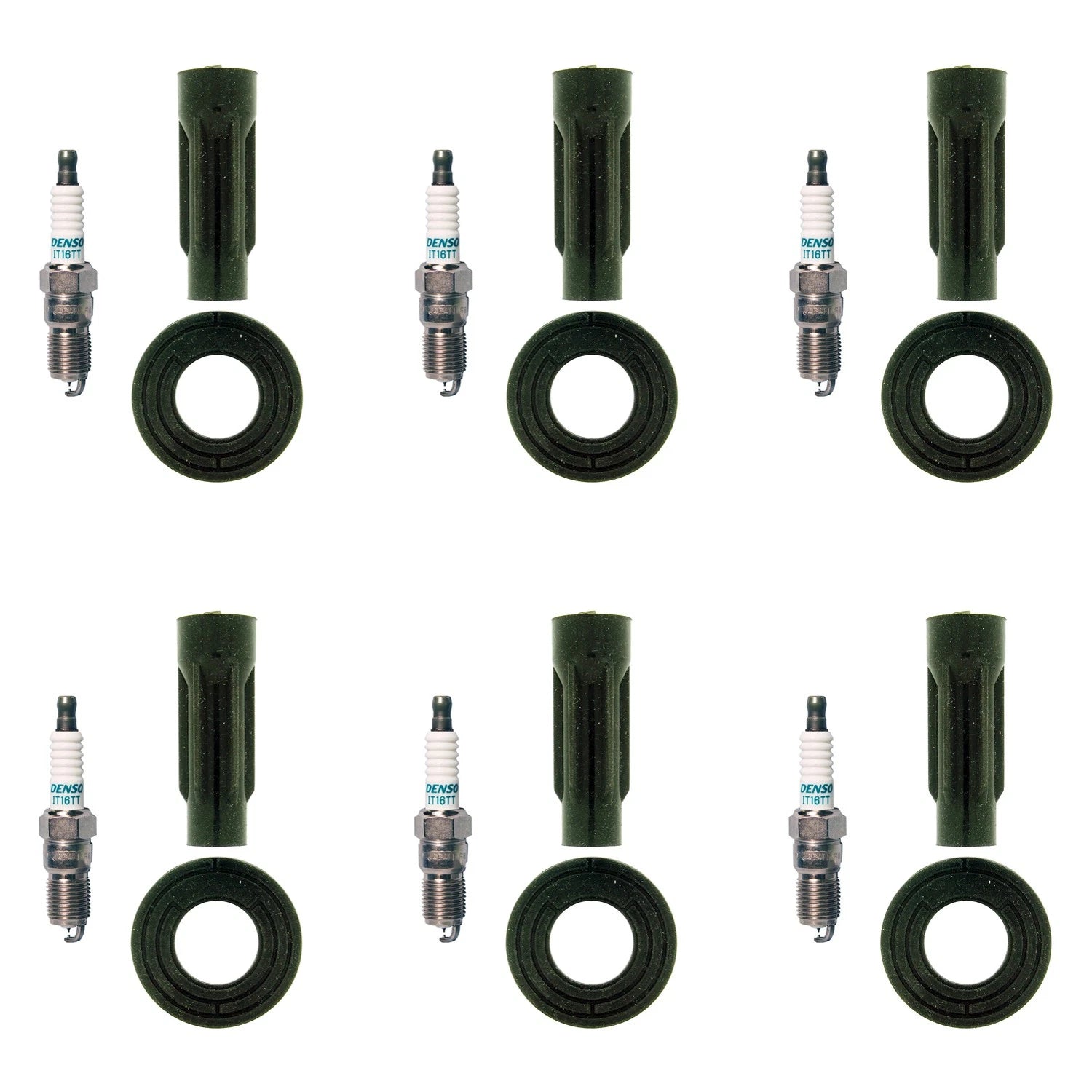 Set of 6 Denso Iridium Spark Plugs & NGK Coil Boots for Escape Fusion Milan (2006–2012)