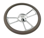 Billet Steering Wheel with Chevy Bowtie Horn for 14 Inch Dark Gray Wrap (—)