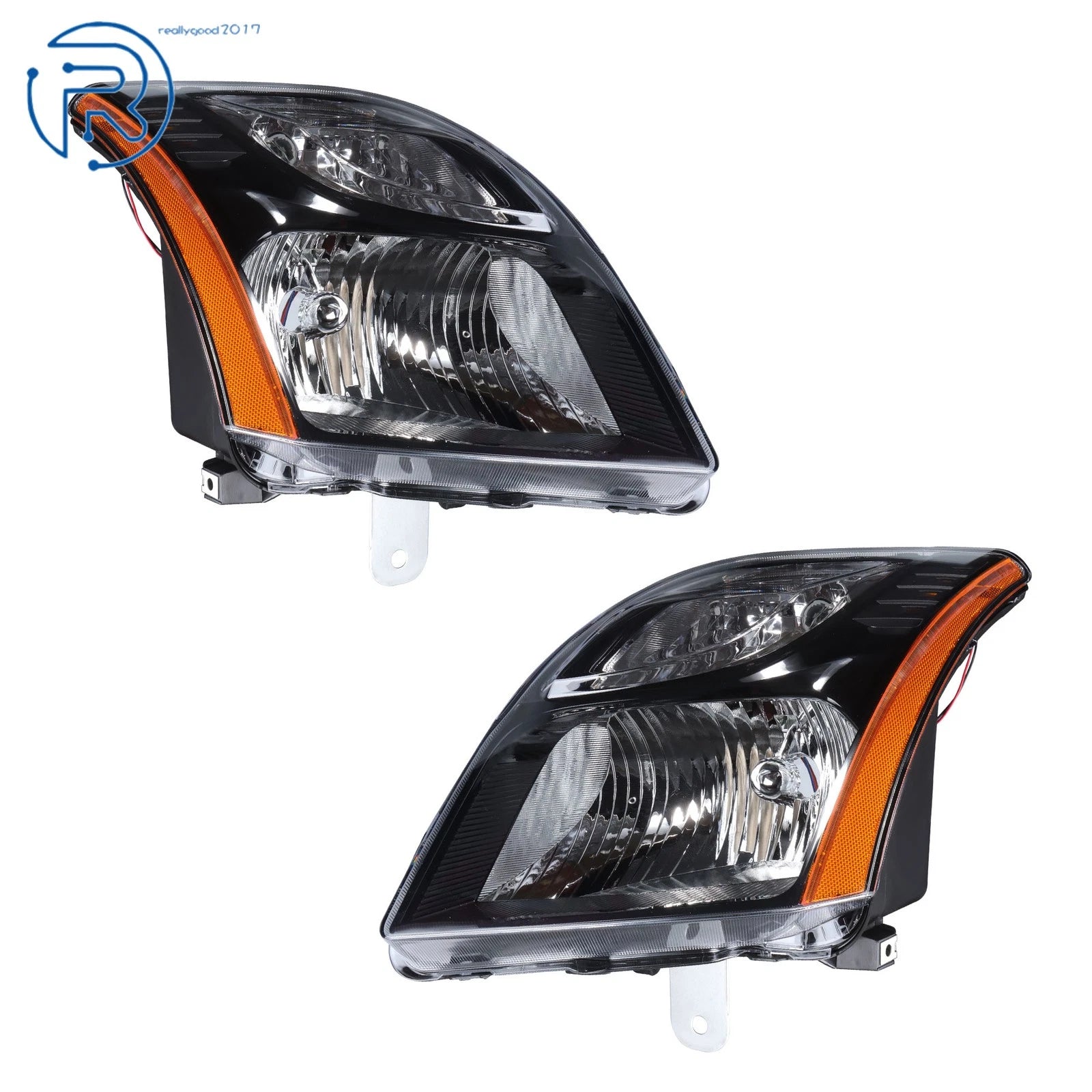 Halogen Headlight Set for Nissan Sentra (2010–2012) Black Clear Left+Right