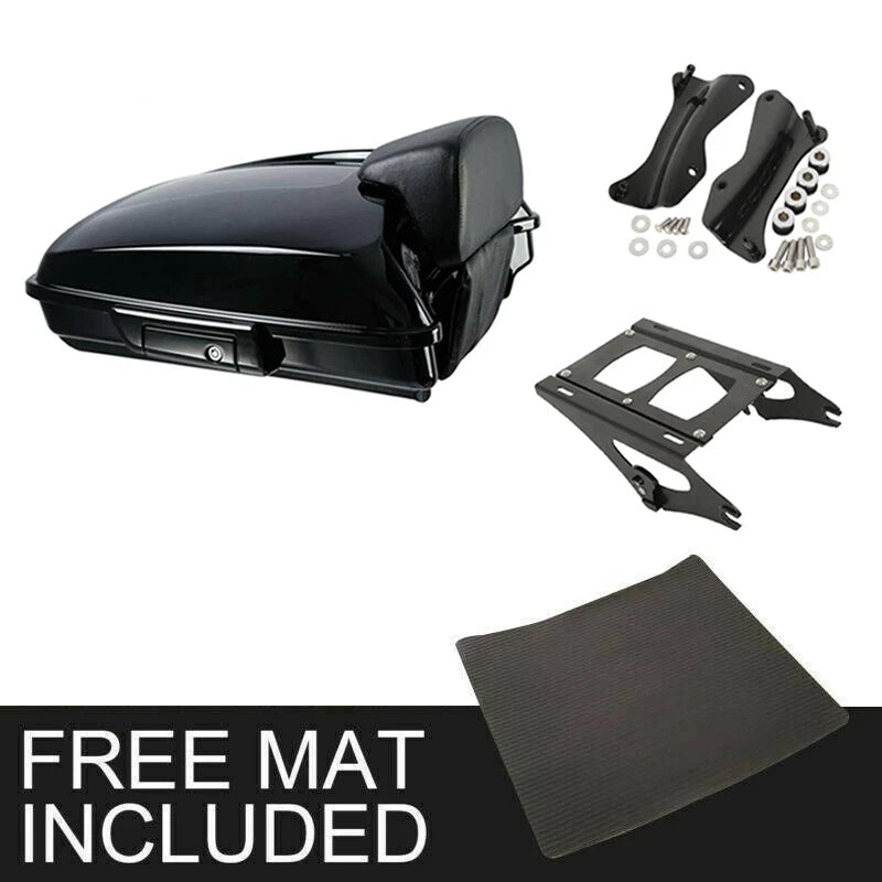 Black Razor Trunk Backrest Rack & Docking Kit for Harley Road Glide (2014–2026)