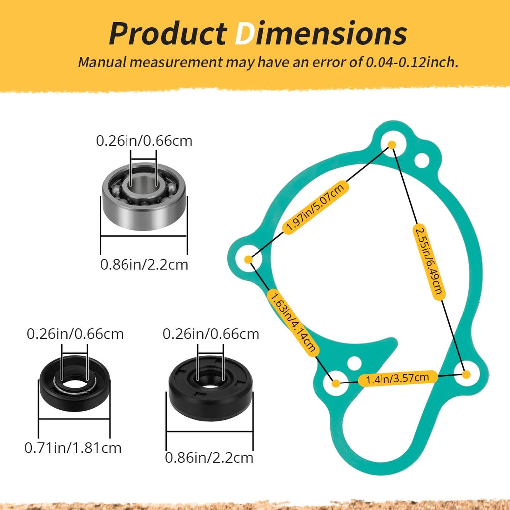 Water Pump Rebuild Kit for Yamaha YZ125 (2005–2024) - Impeller, Shaft, Bearing, Seal