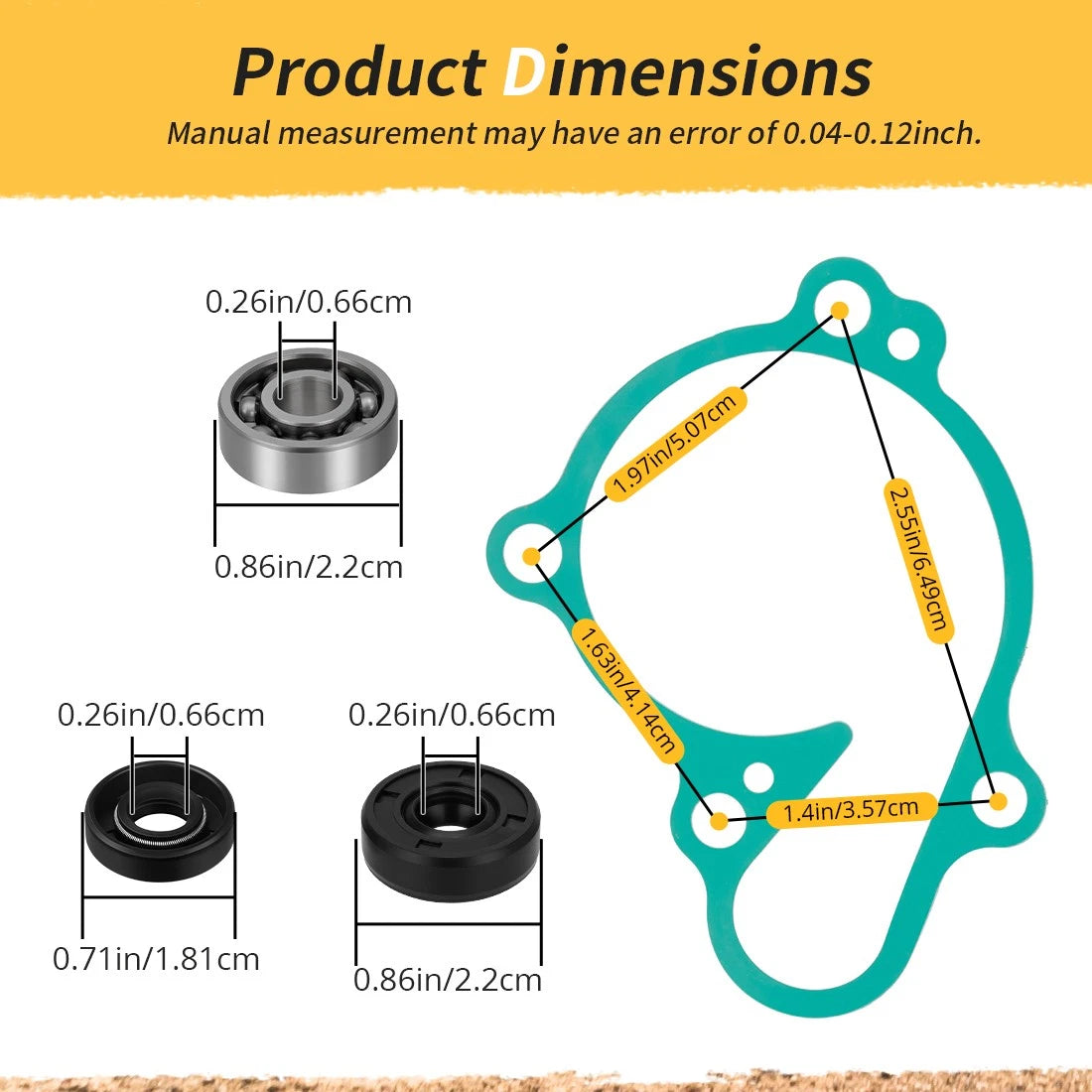 Water Pump Rebuild Kit for Yamaha YZ125 (2005–2024) - Impeller, Shaft, Bearing, Seal