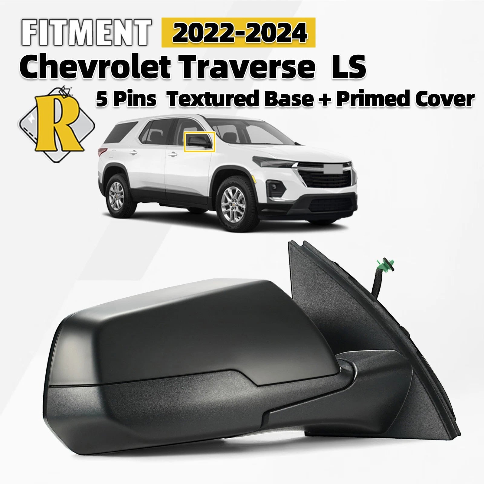 Side Mirror for Chevy Traverse (2022–2024) Right Passenger 5Pin