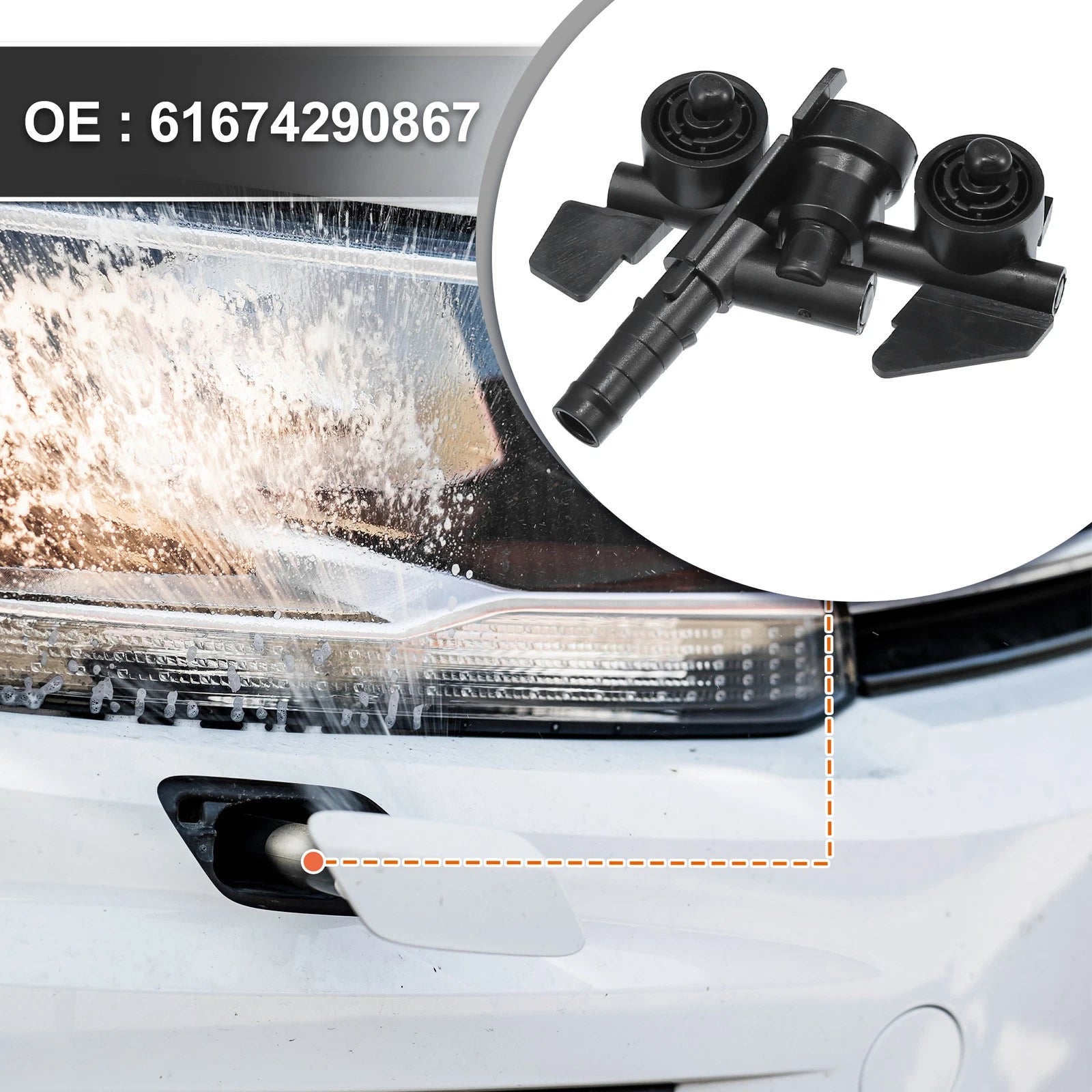 Front Left Headlight Washer Nozzle for BMW M3 (2001–2006) No. 61674290867, 716058125731
