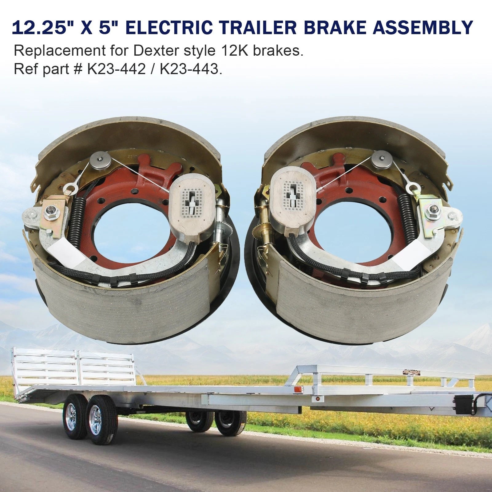 Pair of Electric Backing Plates for Dexter Trailer Brake (12-1/4x5")