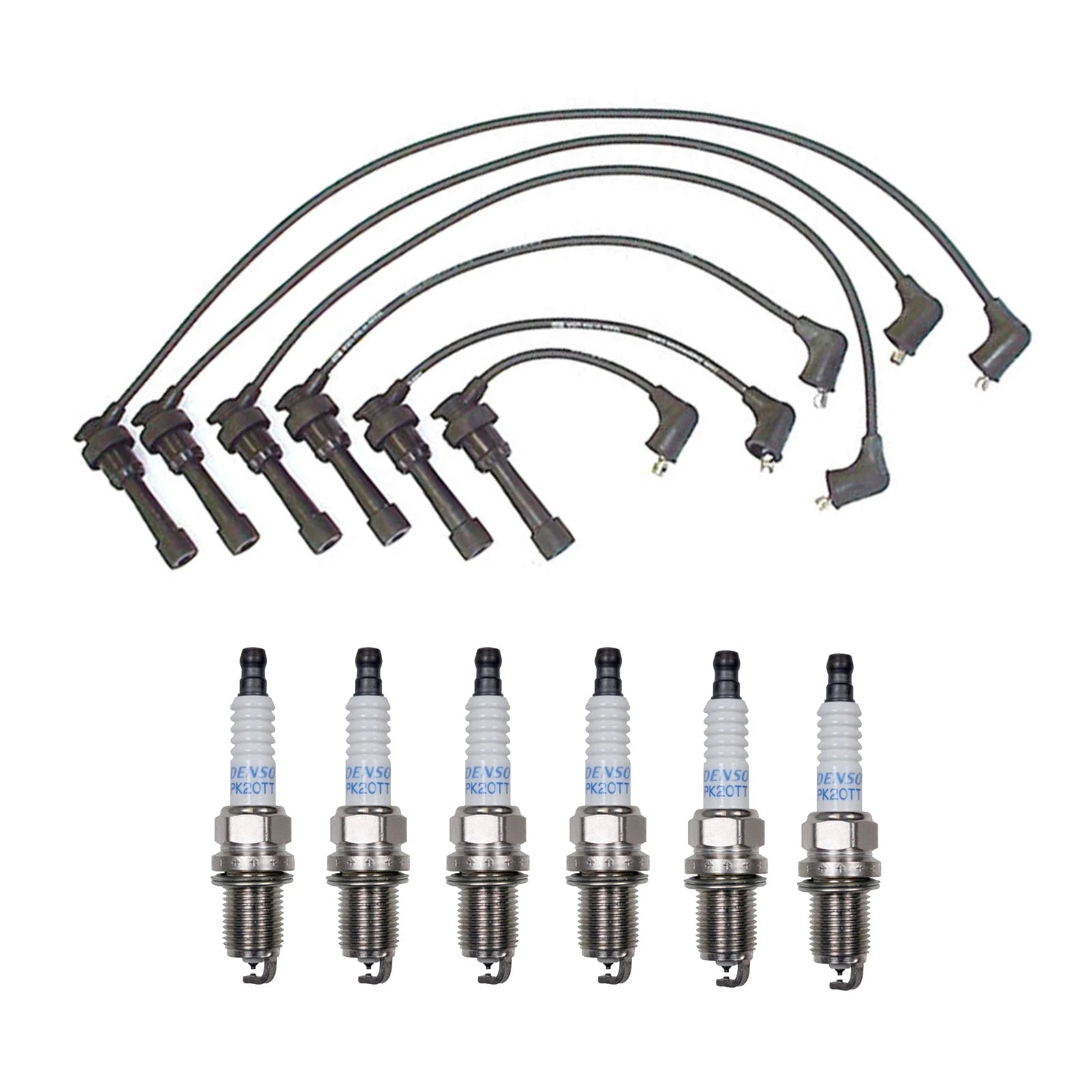 Denso 7mm Wire Set & 6 Platinum TT Spark Plugs Kit for Dodge Mitsubishi (0–0)