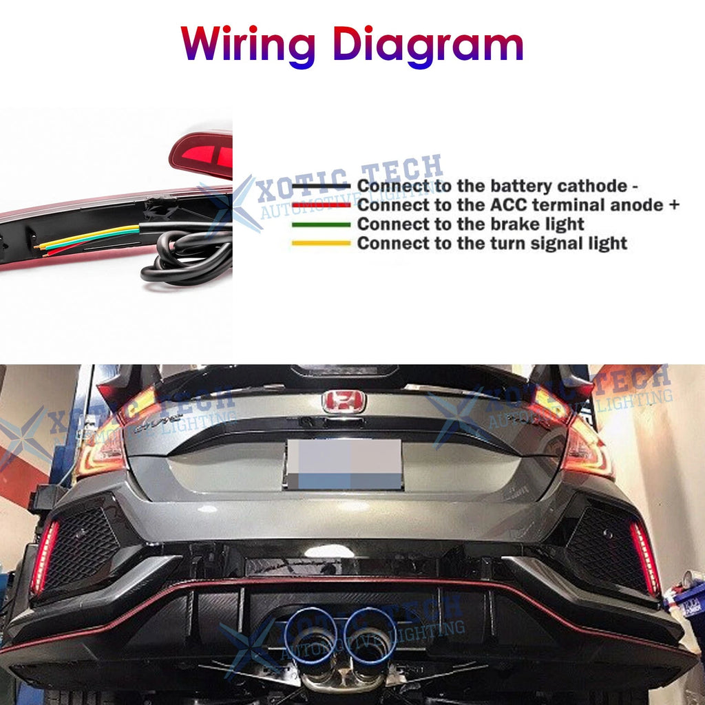 Sequential Red LED Brake Light Tail Lamps for Honda Civic Type R (2017-2022)