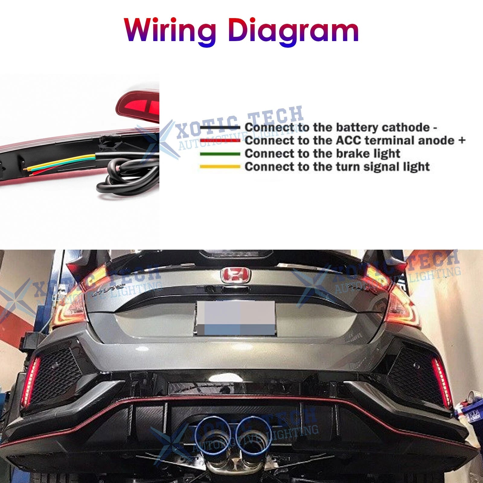 Sequential Red LED Brake Light Tail Lamps for Honda Civic Type R (2017-2022)