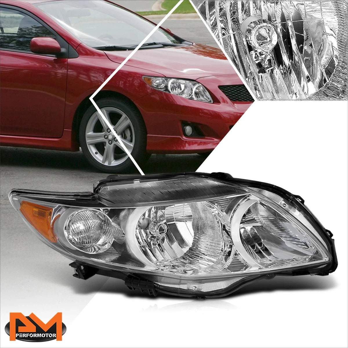 RH Passenger Side Headlight Lamp Chrome for Toyota Corolla (2009–2010)