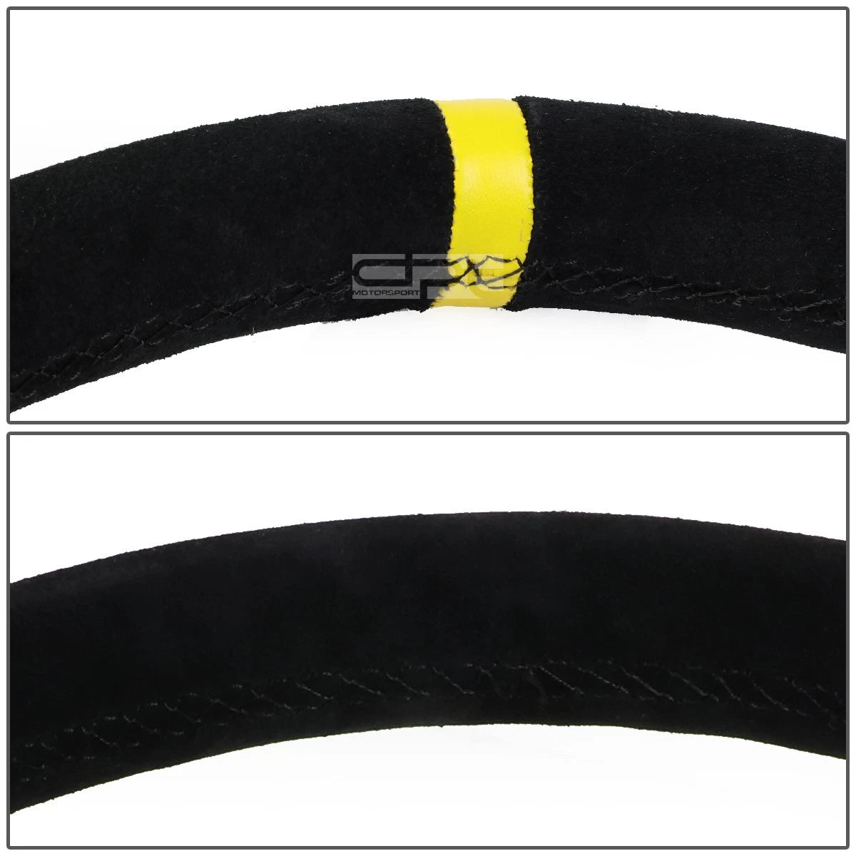 NRG 350mm Racing Steering Wheel for Universal Fit (2-Spoke, Yellow Suede)
