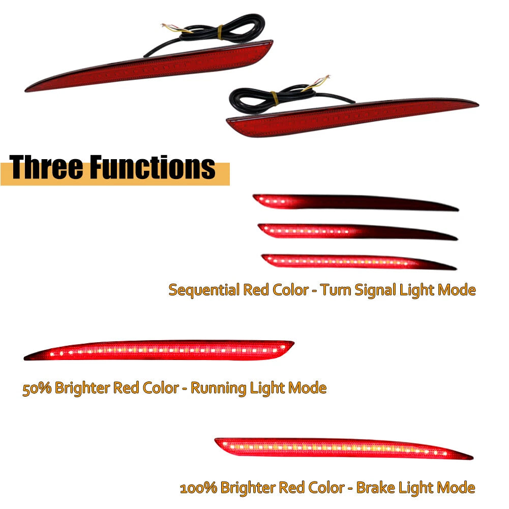 2X Red LED Rear Bumper Reflector Tail Lights for Chrysler 300 (2015–2022)