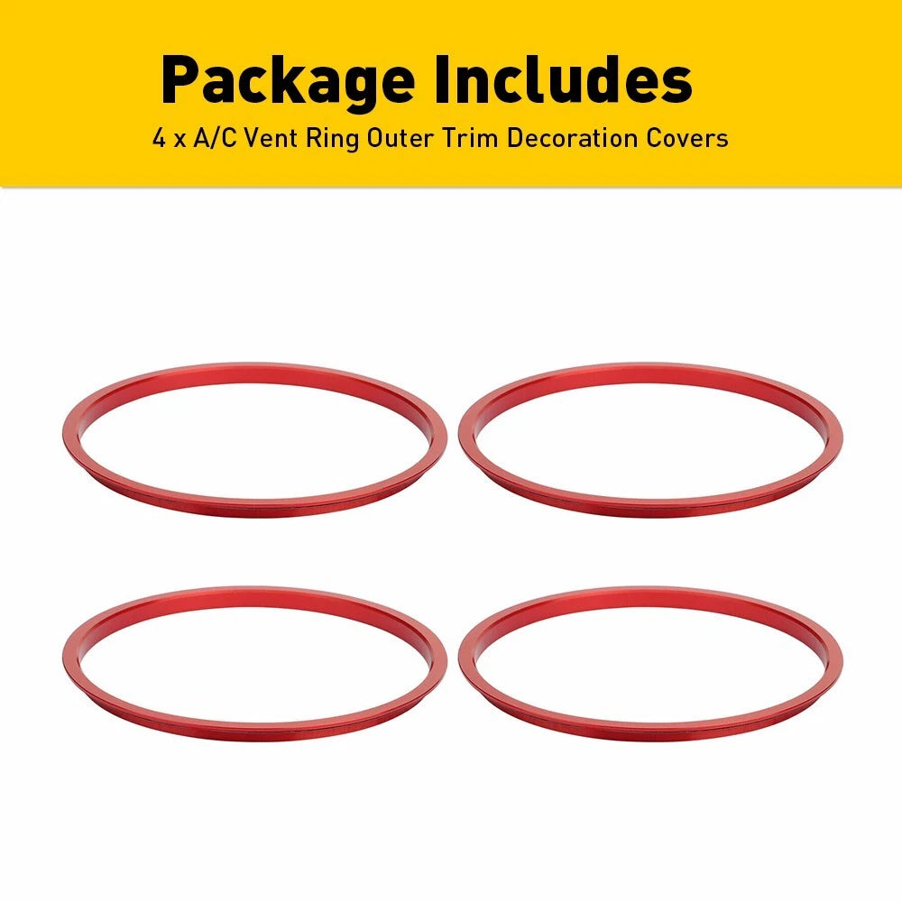 Set of 4 Vent Ring Outer Trim Covers Red Alloy for Toyota Tacoma (2016–2022)