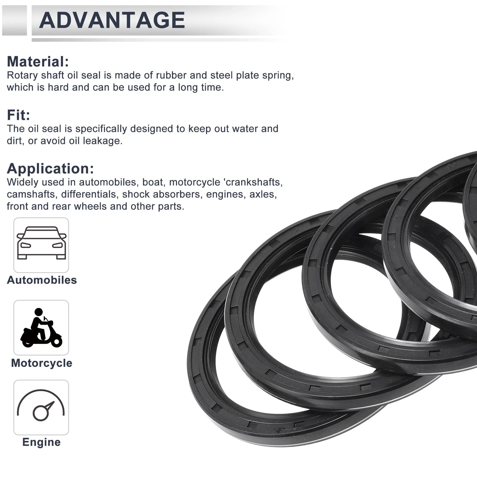 Set of 5 Oil Seal Rotary Shaft Seal Nitrile Rubber 72x90x8mm