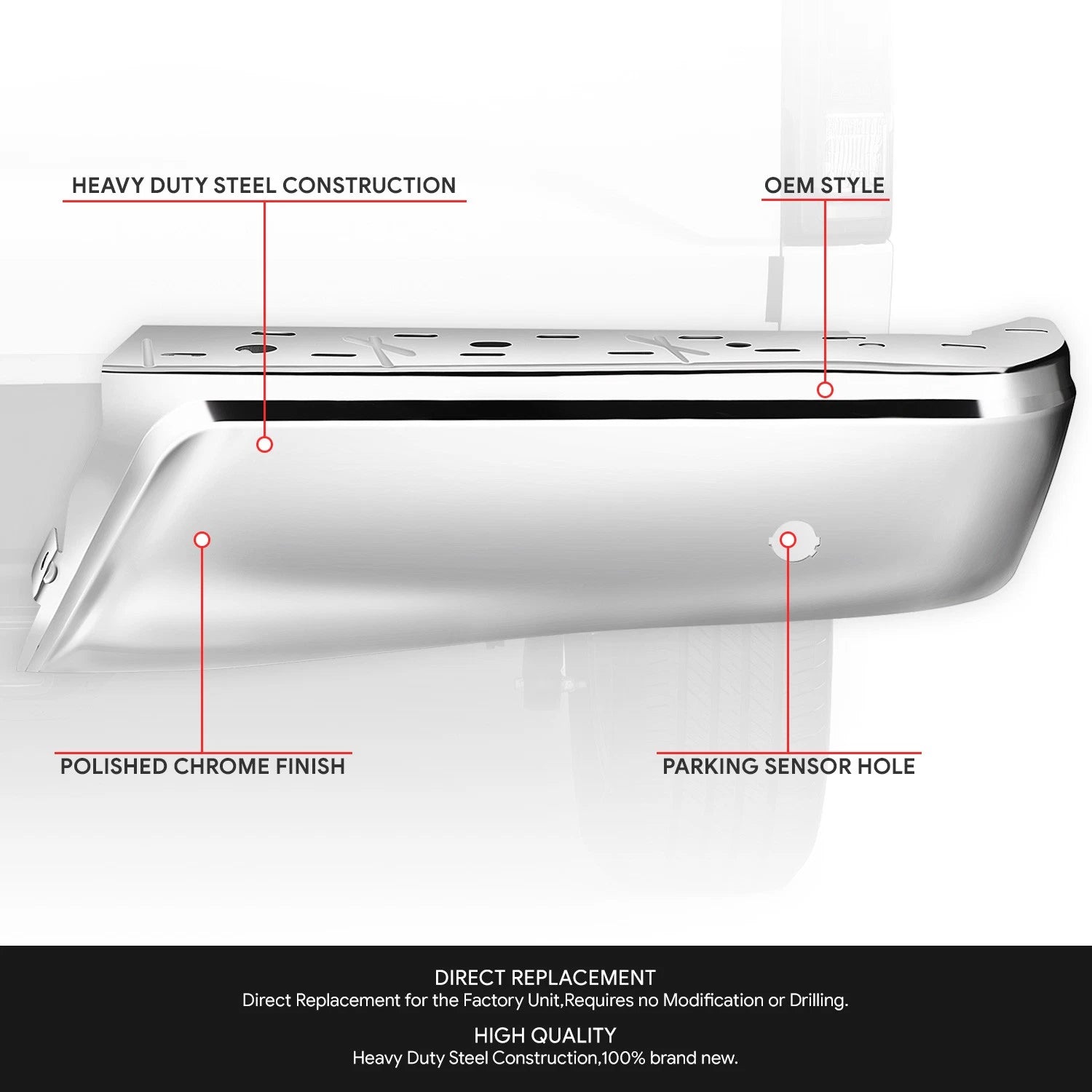 Chrome Right Rear Bumper End Cap for Ford F-150 (2015–2020)