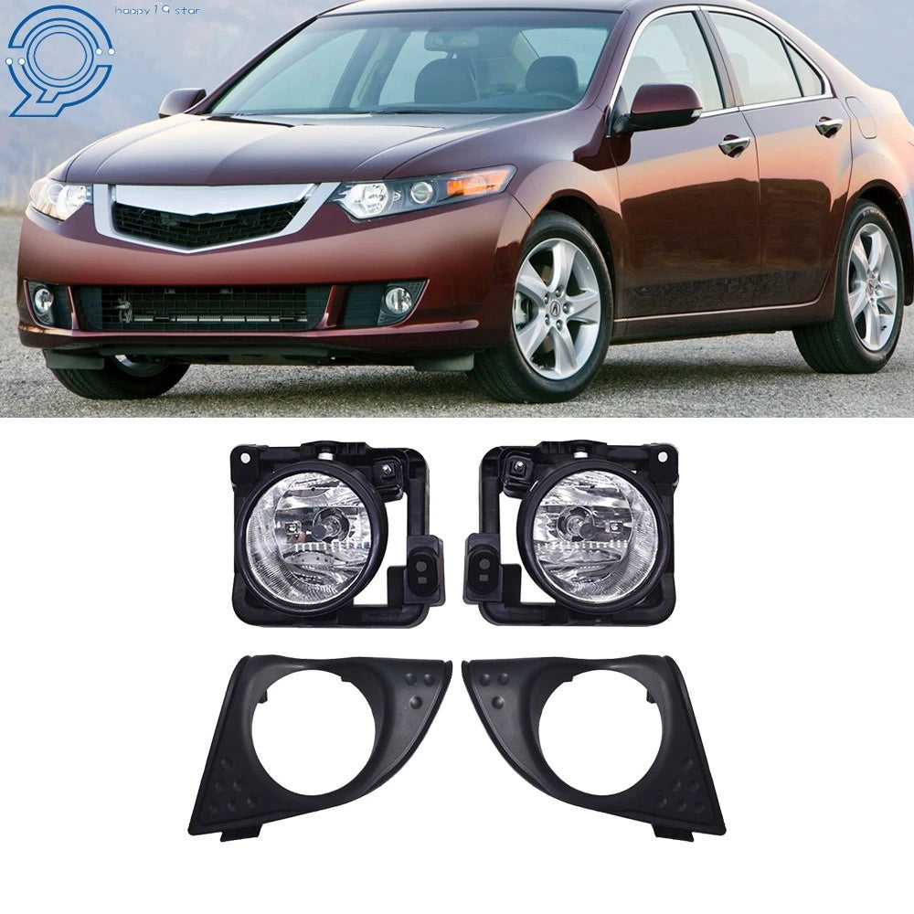 Set of 2 Fog Lights for Acura TSX (2009–2010) Black with Bulbs